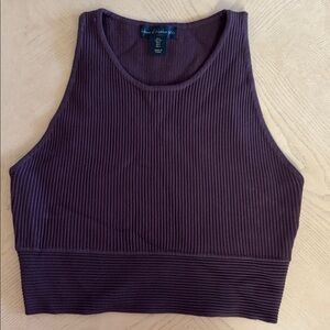 House of Harlow 1960 Brown Ribbed Sleeveless Crop Top